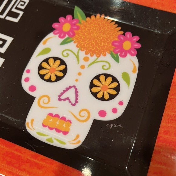 NWT DIA DE LOS MUERTOS DAY OF THE DEAD PLASTIC PARTY PLATTER 19” x 8” - Picture 3 of 4